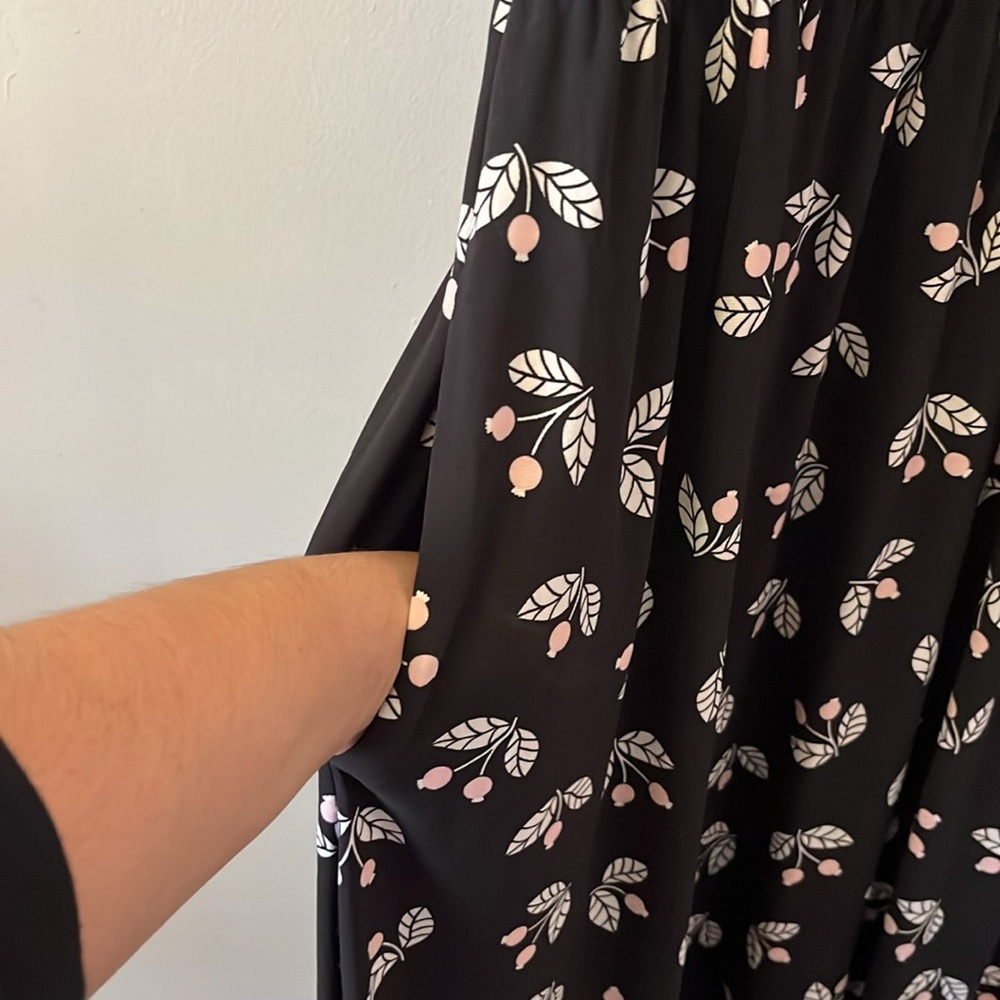 NWT Anne Klein Black White Floral Sleeveless Midi Dress Sundress Pocket Size 10 - Picture 5 of 15